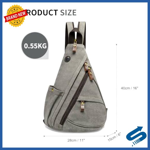 Vintage Canvas Sling Bag Convertible Crossbody Backpack Chest Bag 16x10x6 main image 6